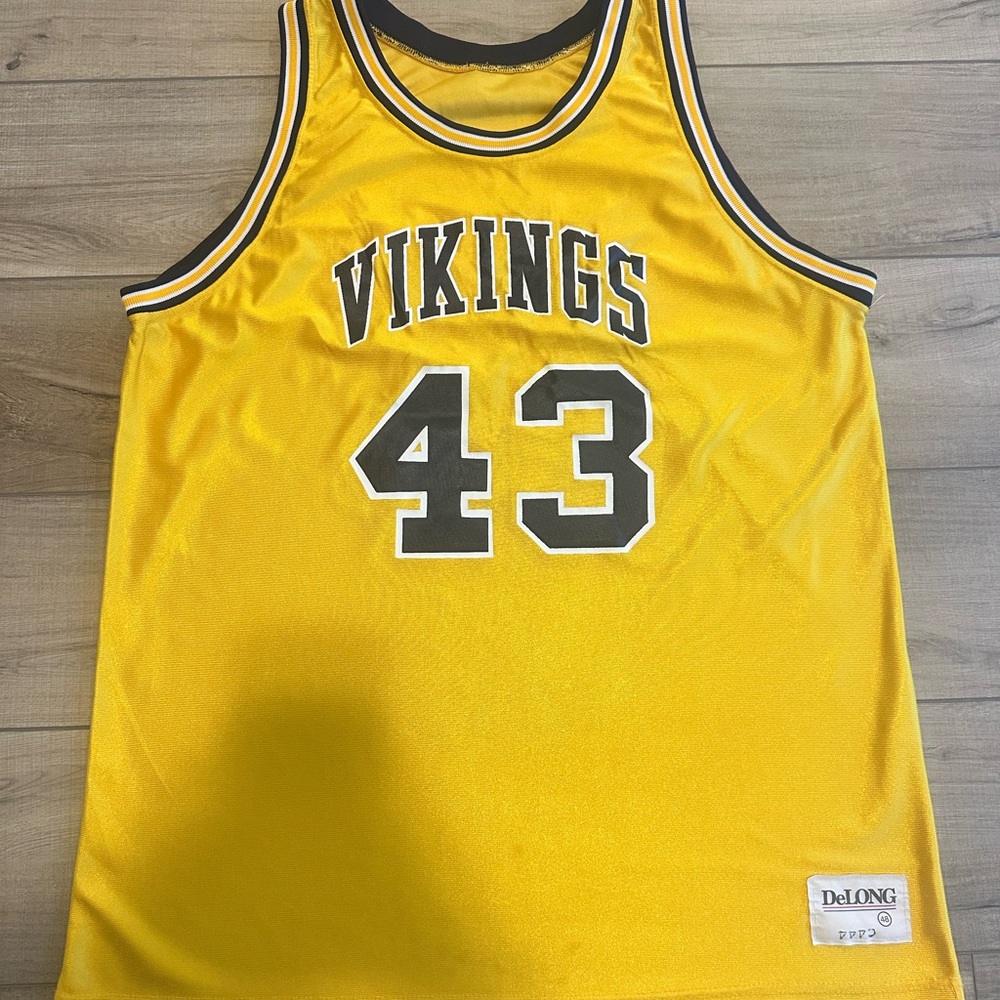 DeLong Vikings #43 Yellow Basketball Jersey